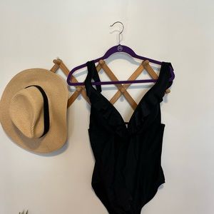 Black ruffle one piece swimsuit!  New with tags!
